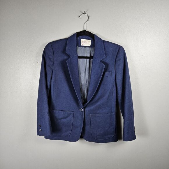 Vintage Pendleton 100% Virgin Wool Women's Navy Blue Blazer Made in USA Size 2p - Picture 1 of 6